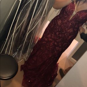 maroon formal dress